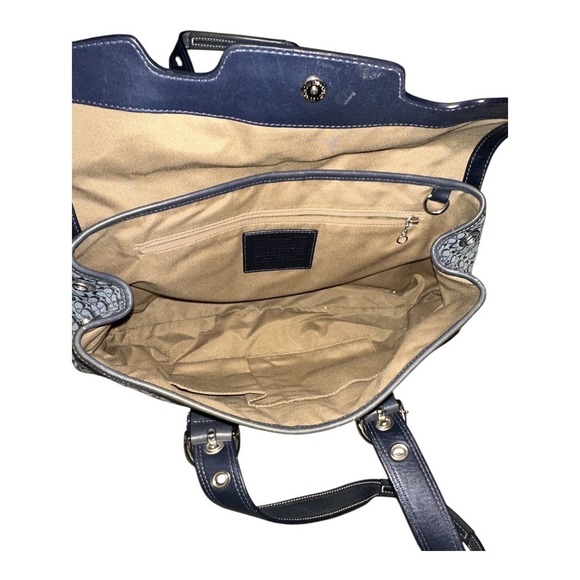 Coach Vintage Soho Blue Mini Signature C Flap Satchel Purse - Picture 9 of 11